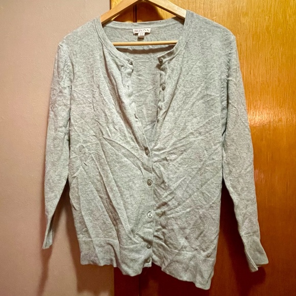 Merona Vintage Womens Size Medium Light Gray Button Up Cardigan Knit Sweater - Picture 3 of 11
